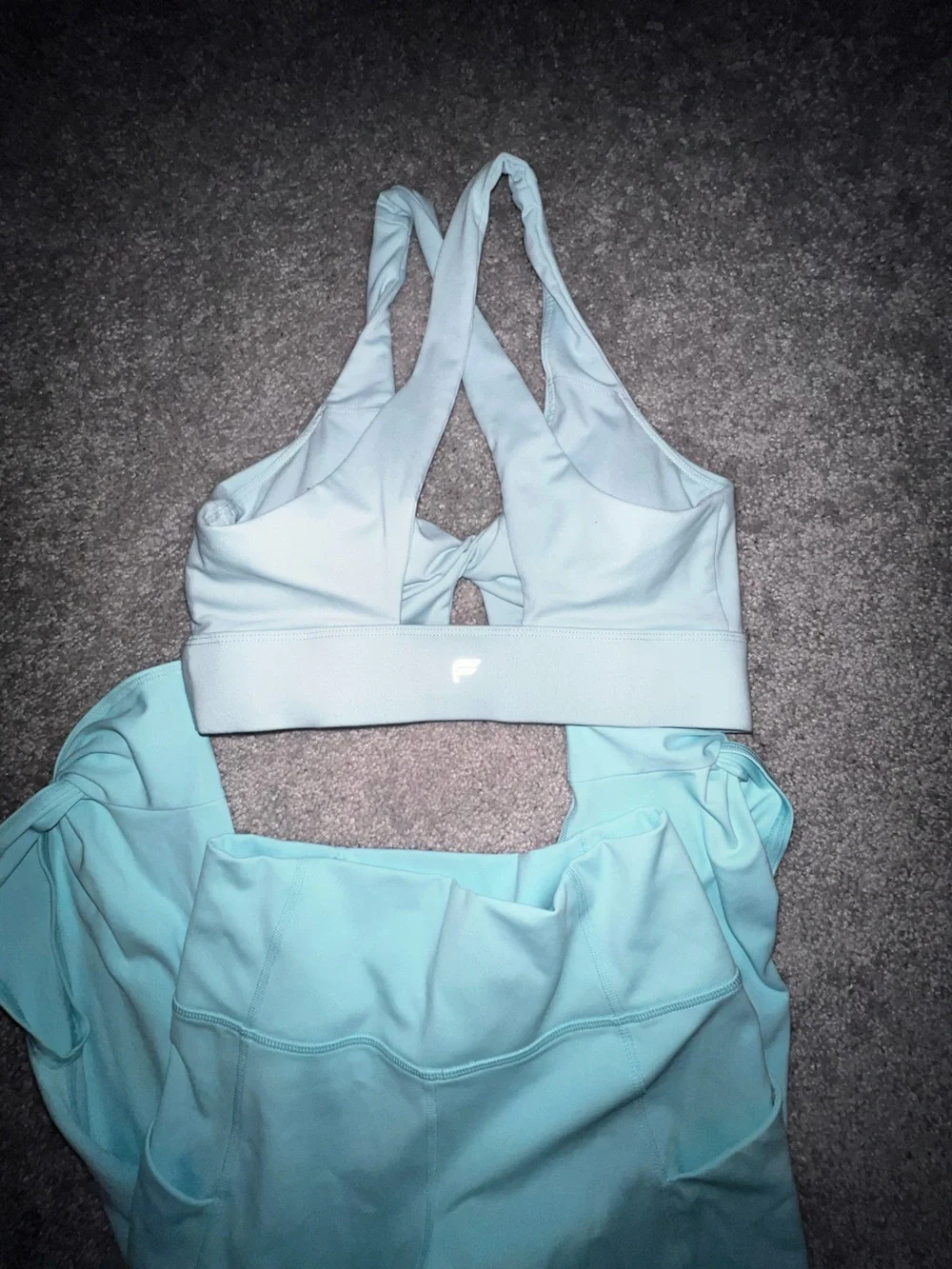 Fabletics Light Blue High-Waist Leggings with Strappy Sports Bra